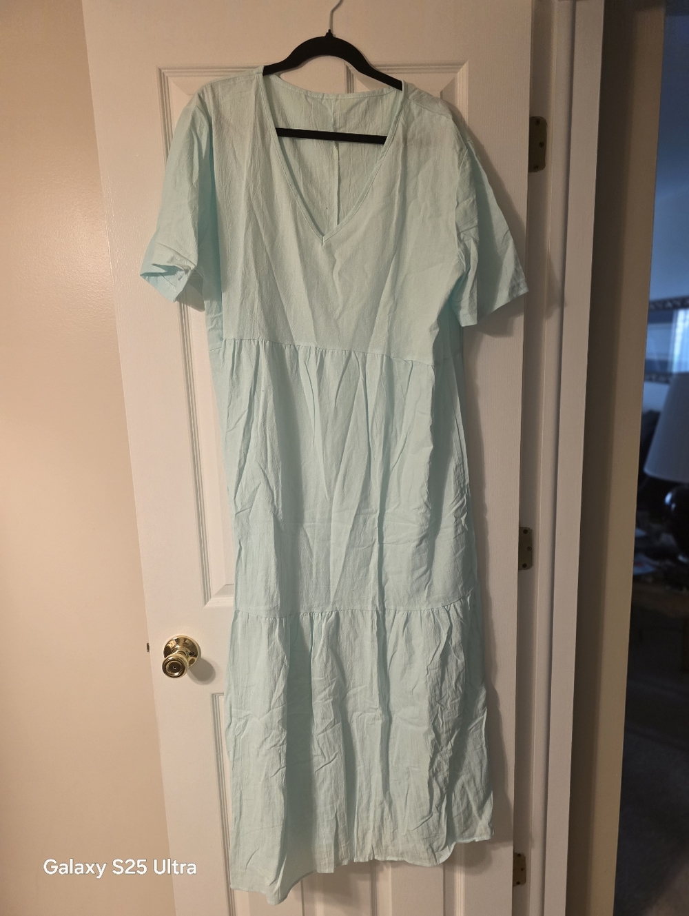Light Blue V-Neck Tiered Maxi Dress - Classic Women's Style